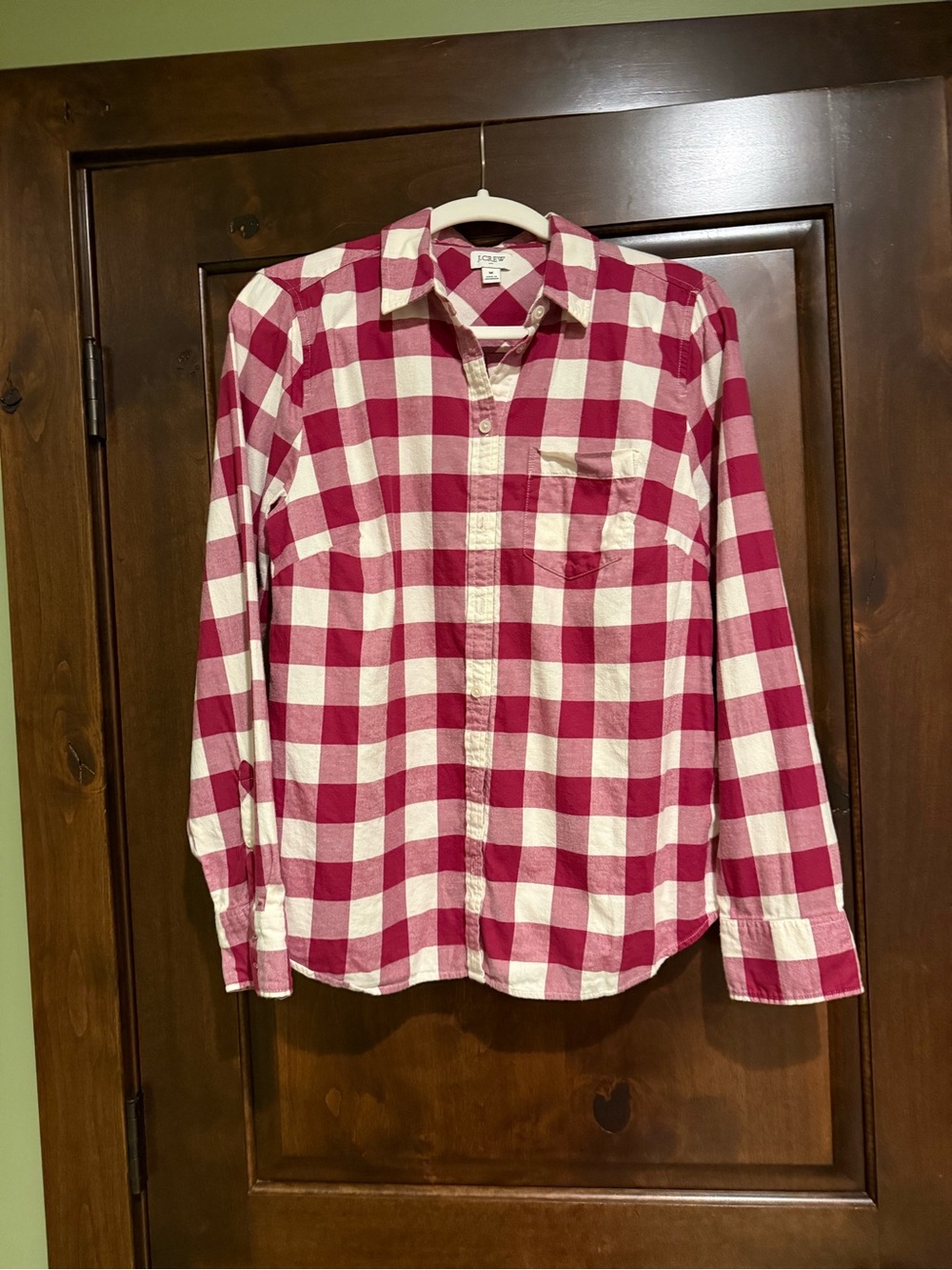 J. Crew Men’s Pink and White Buffalo Check Button-Down Shirt